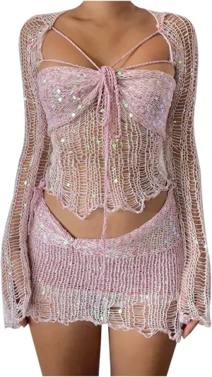 Skirt Sets for Ladies Top Skorts Swimwear Kimono Coverup Sets Women