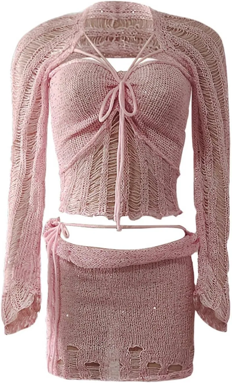 Skirt Sets for Ladies Top Skorts Swimwear Kimono Coverup Sets Women