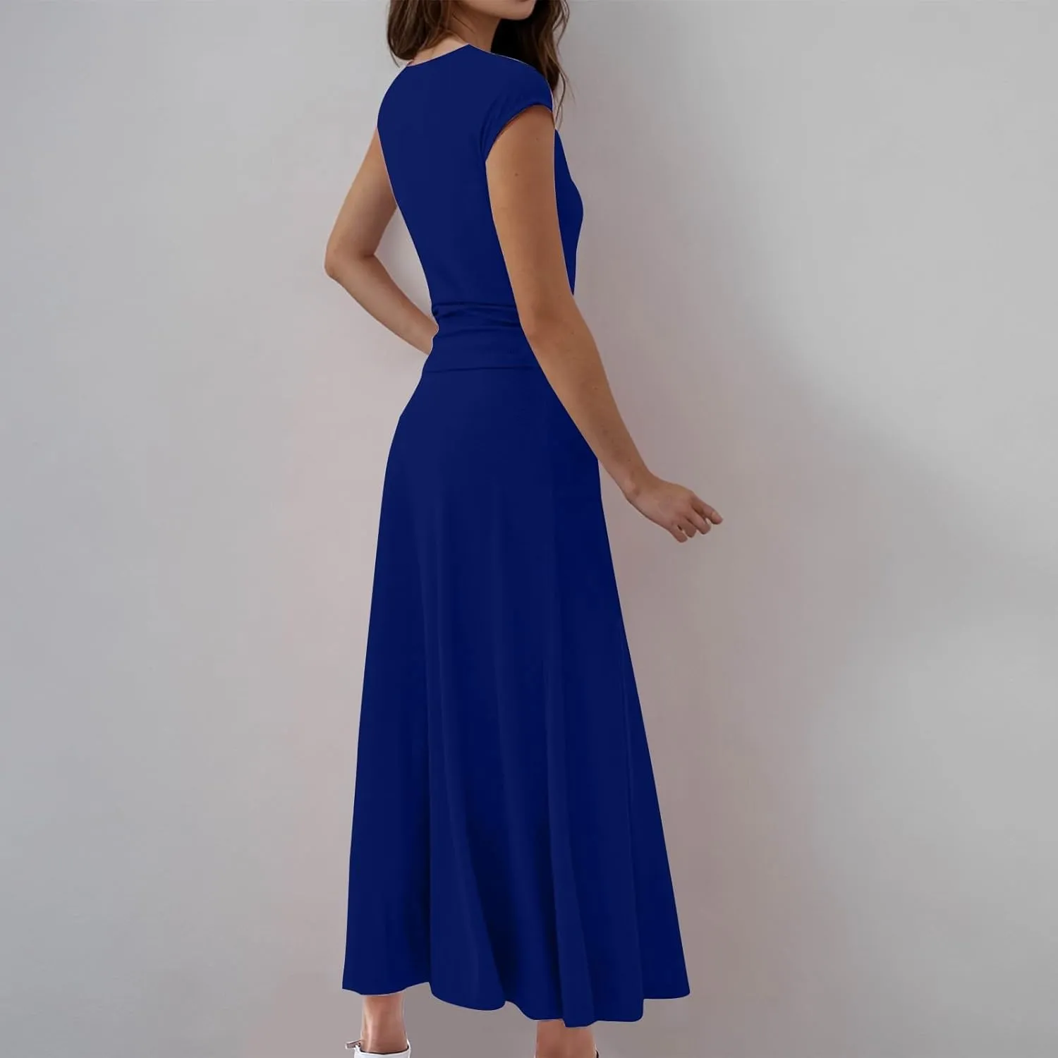 Skirt Sets Women 2 Piece Outfits Casual Ribbed Knit Crew Neck Short Sleeve Cropped Top Elastic Waist Swing Midi Skirts