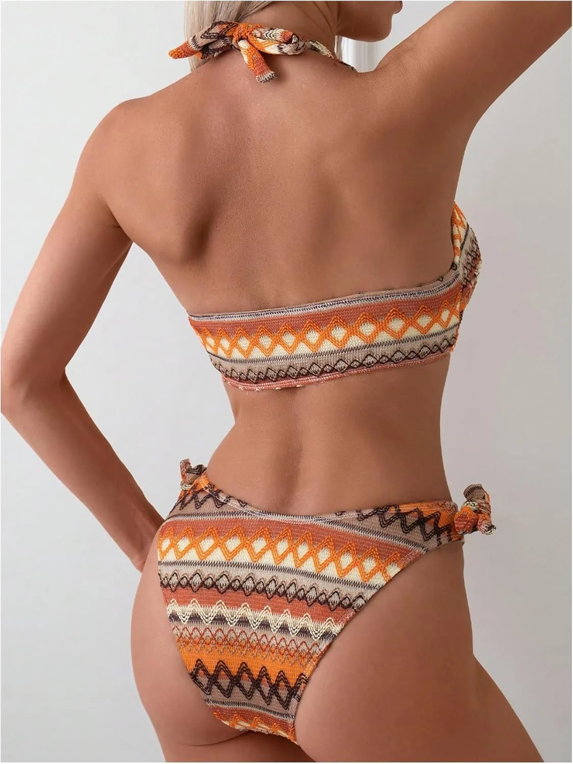 SOLY HUX Women's Boho Bikinis Printed Halter Swimsuit Two Piece Bathing Suits Summer Beach Wear
