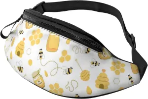 Sport Waist Bag For Men Women-Bee Cute Yellow White Fanny Pack-Casual Bum Bags Hiking Running Belt Bags
