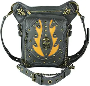 Steampunk Skull Retro Rock Bag Men Women Waist Bag Gothic Leather Motorcycle Messenger Bags