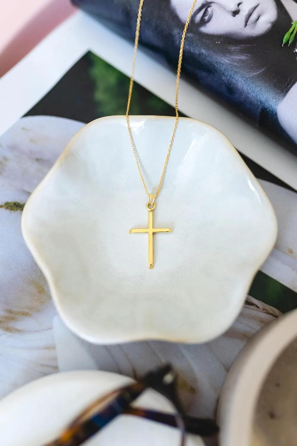 Sterling Silver Cross Pendant Necklace, Cross Necklace, Cross Pendant, Christian Necklace, Religious Jewelry, Faith Necklace, Silver Necklace, 925 Silver Jewelry, Handmade Jewelry (Gold)