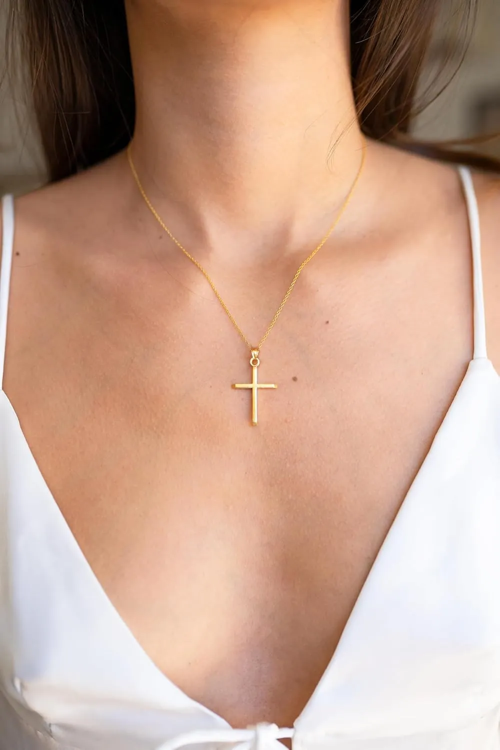 Sterling Silver Cross Pendant Necklace, Cross Necklace, Cross Pendant, Christian Necklace, Religious Jewelry, Faith Necklace, Silver Necklace, 925 Silver Jewelry, Handmade Jewelry (Gold)