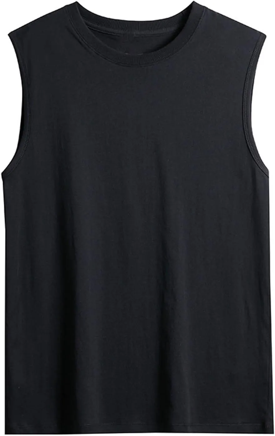 Summer Sleeveless Casual Tanks Tops for Men Crew Neck Loose Fit Shirts Gym Workout Shirt Basic Loungewear Solid Tee