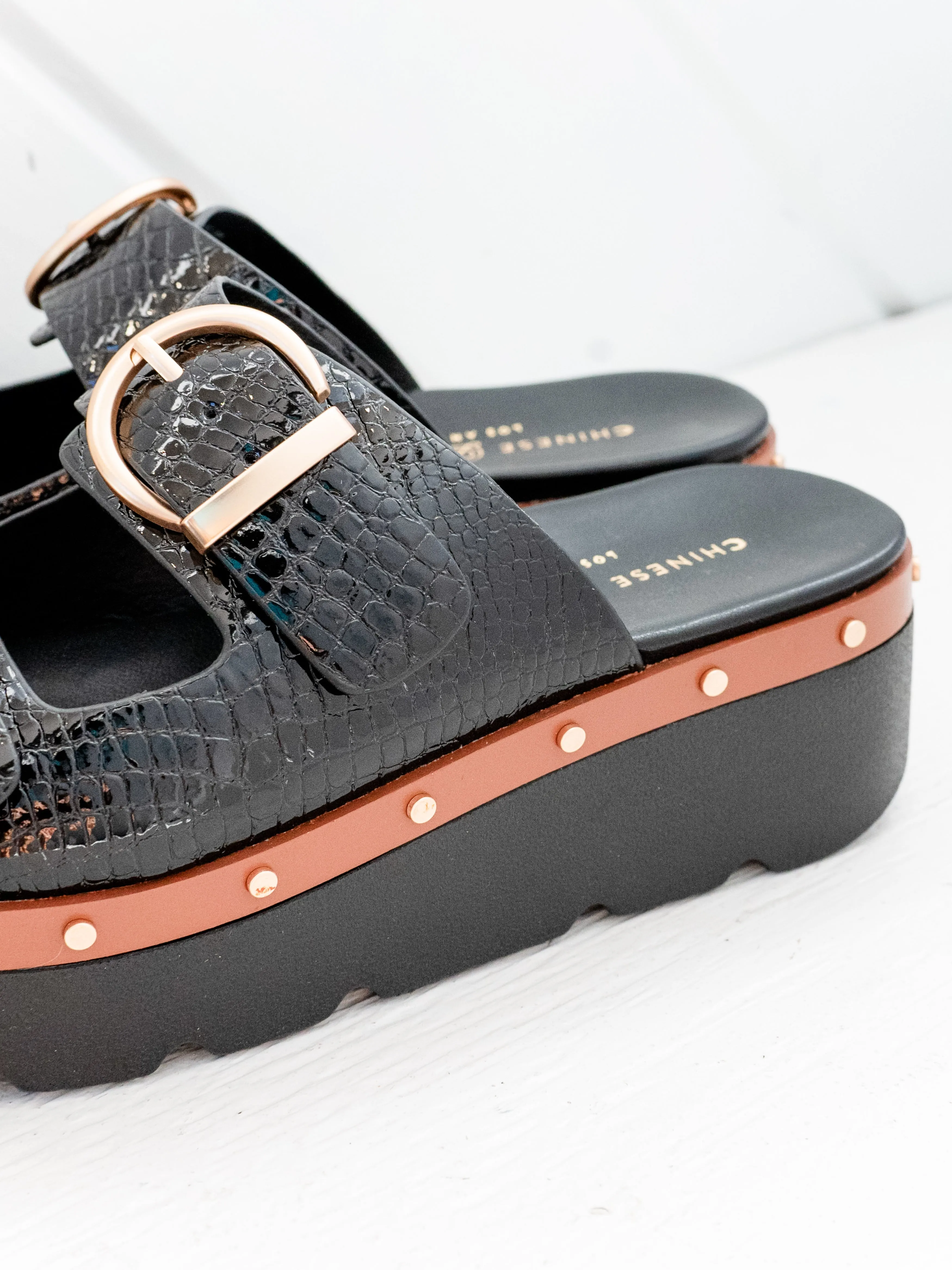 Surfs Up Sandal Croco Black by Chinese Laundry
