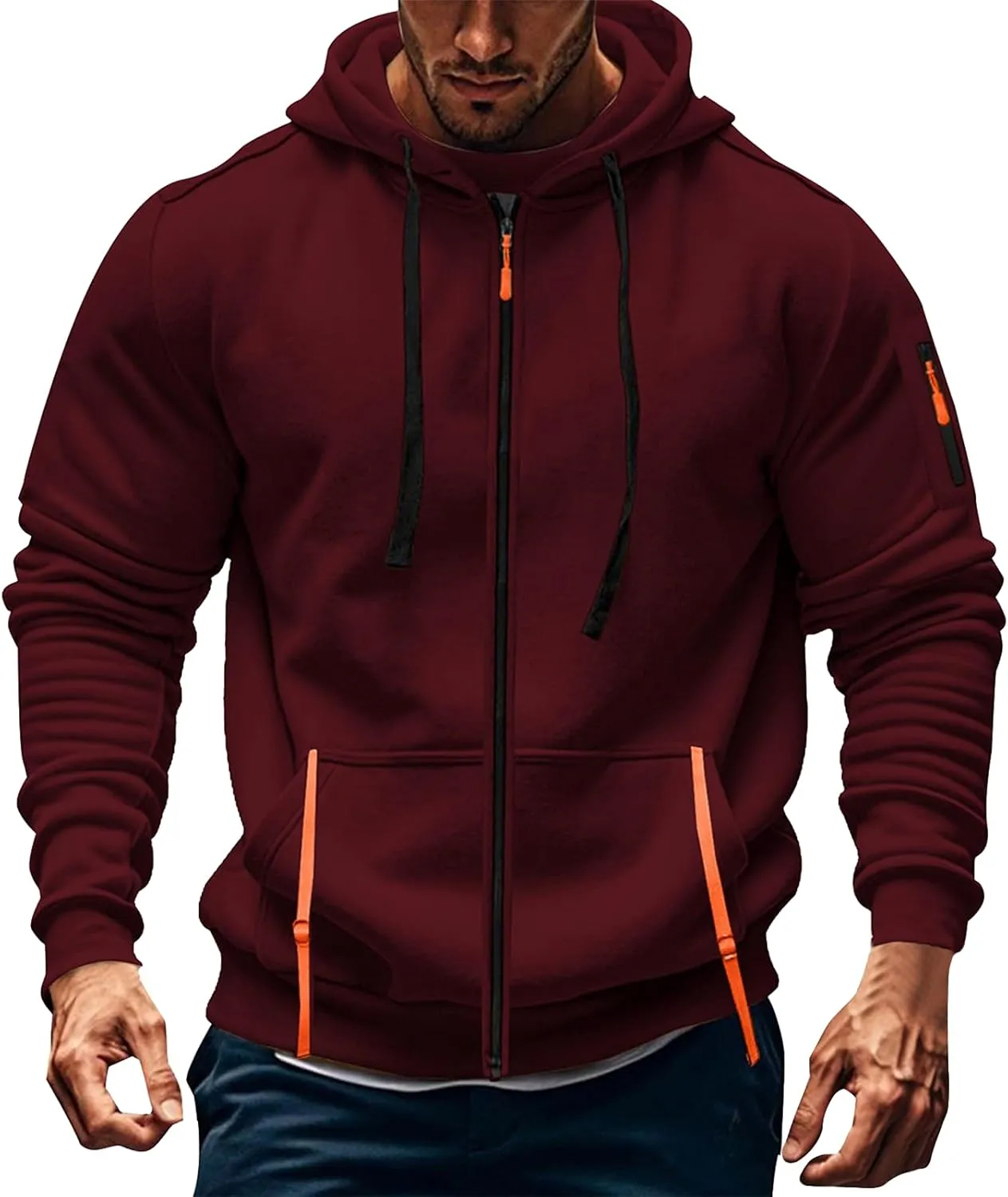 Tactical Hoodie for Men Winter Warm Fleece Jacket Thermal Long Sleeve Hooded Sweatshirt Multi Pockets Coat Outerwear