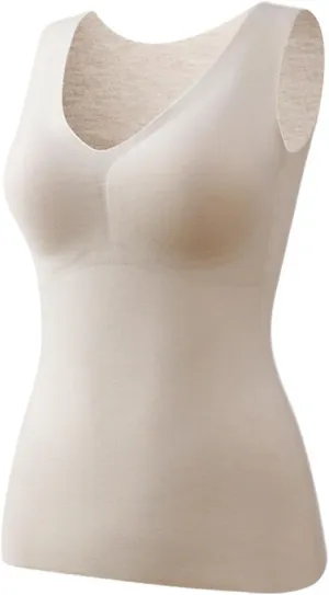 Tank Top with Built in Bra for Women Compression Baselayer Thermal Shirts Scoop Neck Shelf Bra Slim Fit Cami Tank