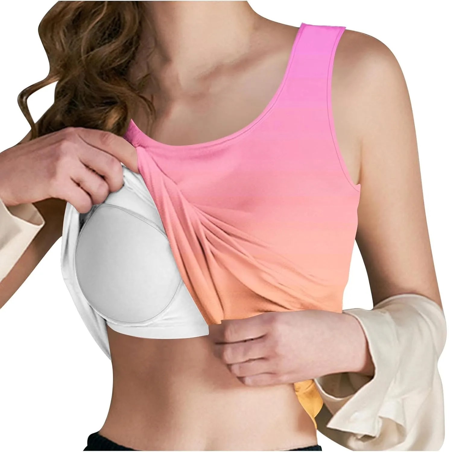 Tank Top with Built in Bra for Women Summer Sleeveless Basic Cami Shelf Bras Padded Workout Tanks Casual Undershirts