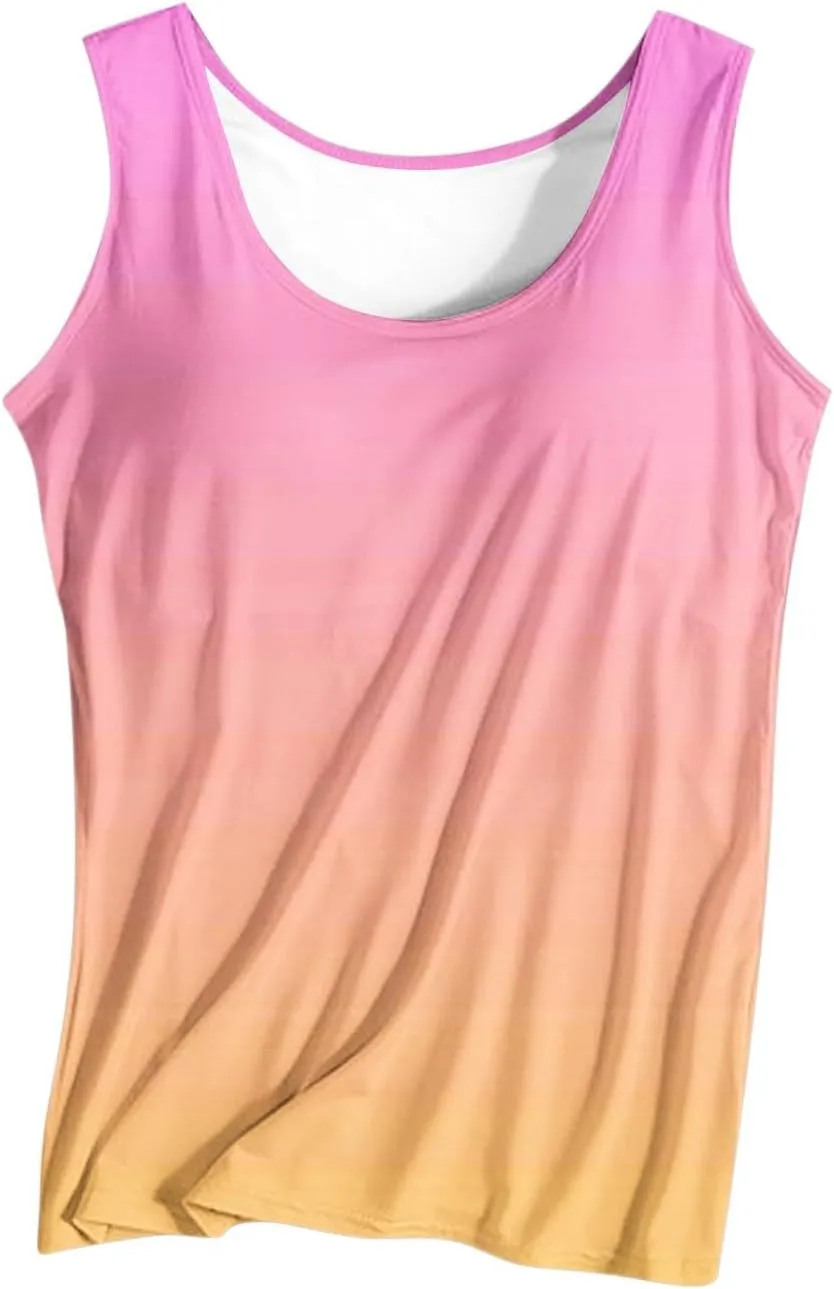 Tank Top with Built in Bra for Women Summer Sleeveless Basic Cami Shelf Bras Padded Workout Tanks Casual Undershirts