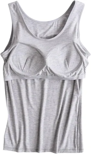Tank Tops with Built in Bra Women Modal Padded Yoga Camisole Shelf Bras Plus Size Basic Racerback Workout Undershirt