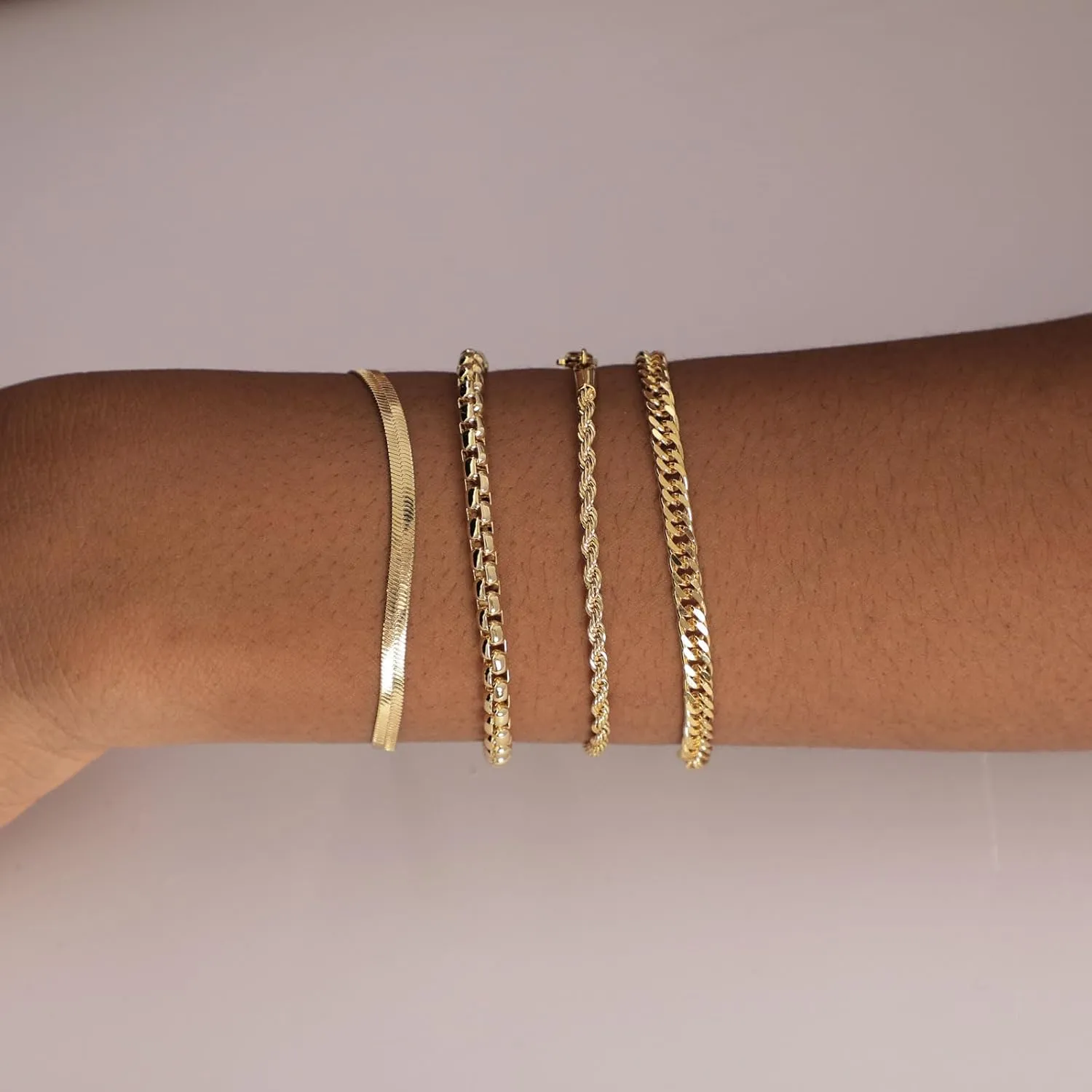 Tasiso Gold Bracelets for Women 14K Gold Jewelry for Women Cute Heart Beaded Bracelets for Women Lip Cuban Link Paperclip Chain Anklet Dainty Bracelet Pack Gifts for Women Girls