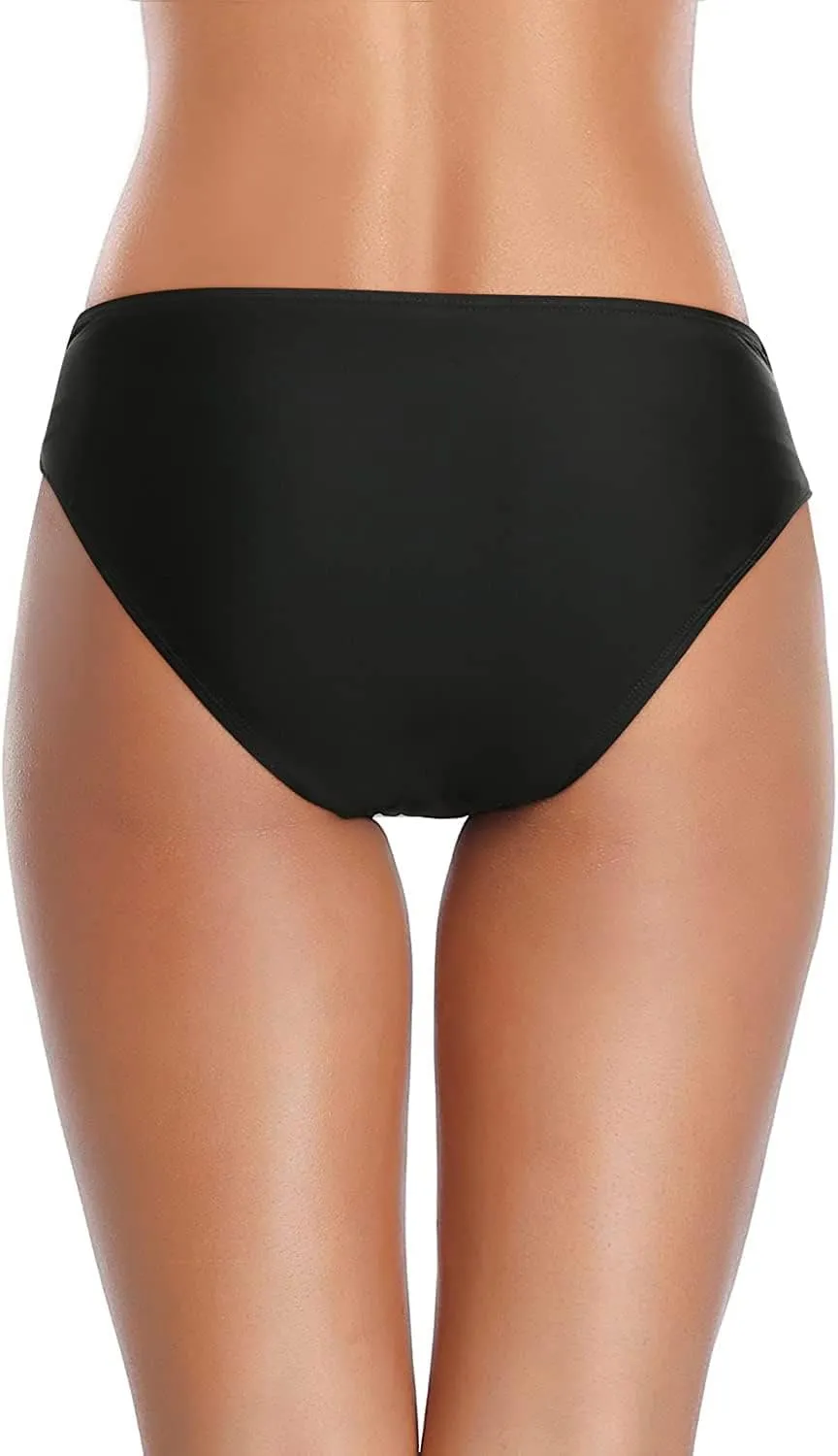 Tempt Me Women Twist Bikini Bottom Moderate High Cut Bathing Suit Bottoms Ruched Swimsuit Bottom