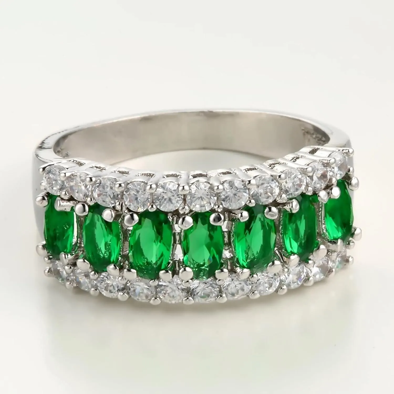 The Wedding Ring, Ring Jewelry Aesthetic with Eternity Green Cubic Zirconia Womens Fashion Jewelry