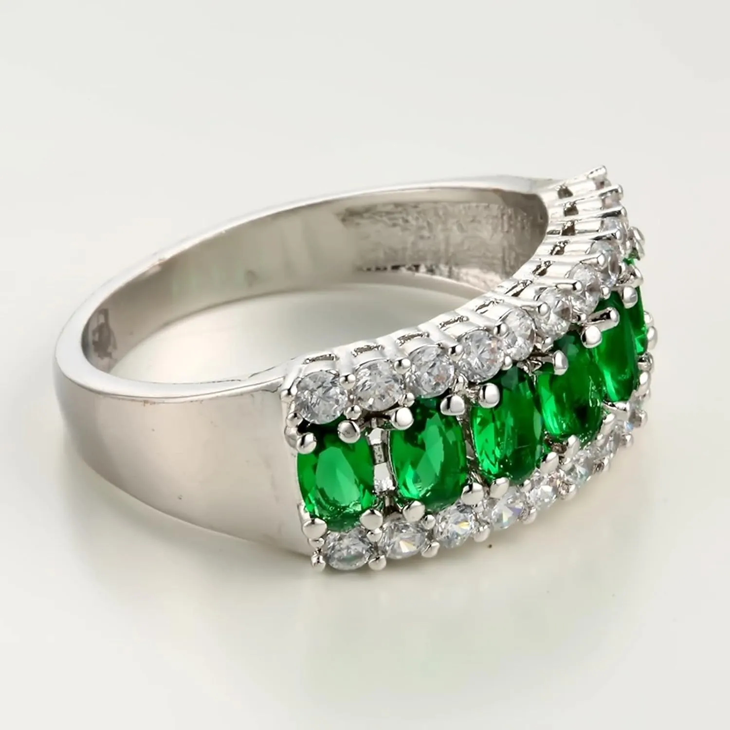 The Wedding Ring, Ring Jewelry Aesthetic with Eternity Green Cubic Zirconia Womens Fashion Jewelry