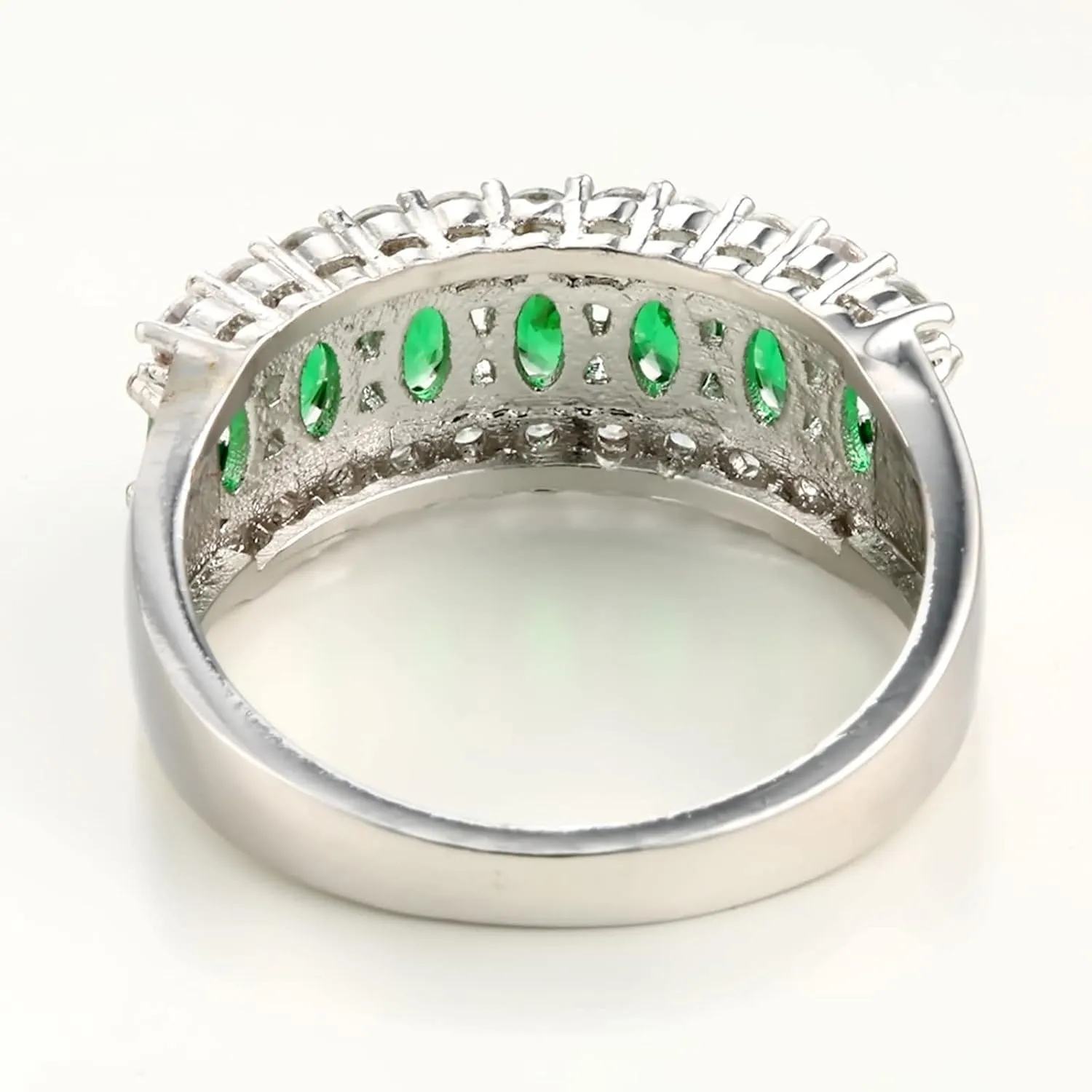 The Wedding Ring, Ring Jewelry Aesthetic with Eternity Green Cubic Zirconia Womens Fashion Jewelry
