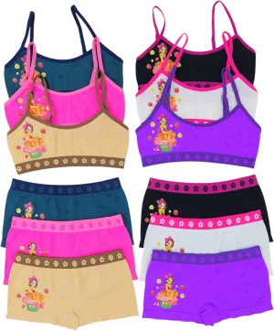 ToBeInStyle Girl Pack of 6 Set Spaghetti Strap Training Bras & Boyshorts Bikinis