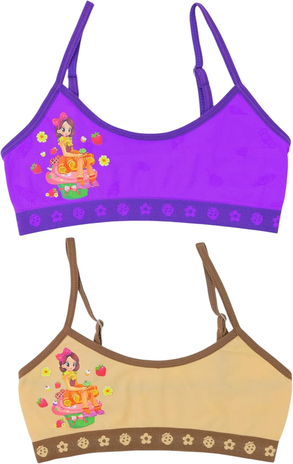 ToBeInStyle Girl Pack of 6 Set Spaghetti Strap Training Bras & Boyshorts Bikinis