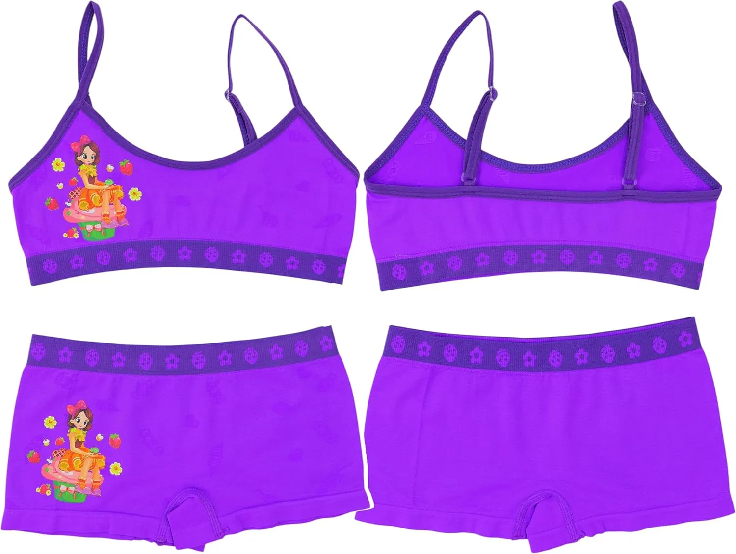 ToBeInStyle Girl Pack of 6 Set Spaghetti Strap Training Bras & Boyshorts Bikinis