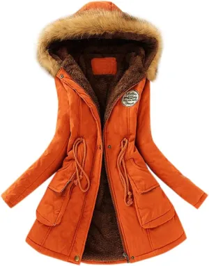 Top Winter Coat Ladies Warm Sweater Down Jacket Hooded Outwear Casual Coats Mid-Length Lamb Wool Cotton Overwear