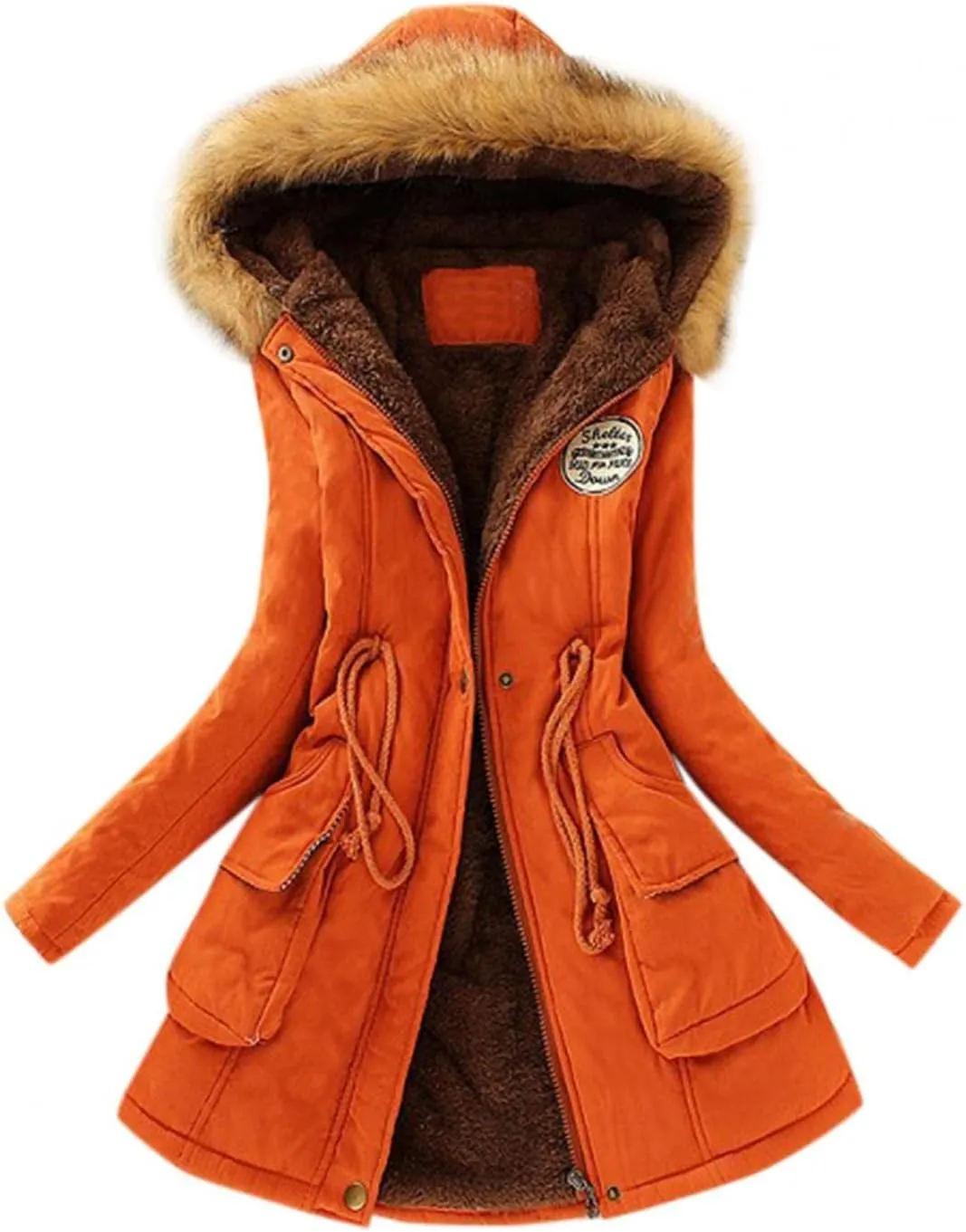 Top Winter Coat Ladies Warm Sweater Down Jacket Hooded Outwear Casual Coats Mid-Length Lamb Wool Cotton Overwear