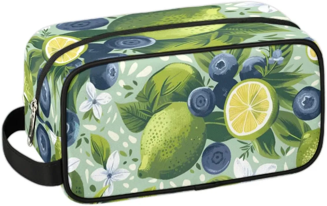 Travel Toiletry Bag for Women Men Blueberry Lemon Hanging Cosmetic Bag Waterproof Makeup Bag for Shaving Makeup Toothbrush & Travel Essentials