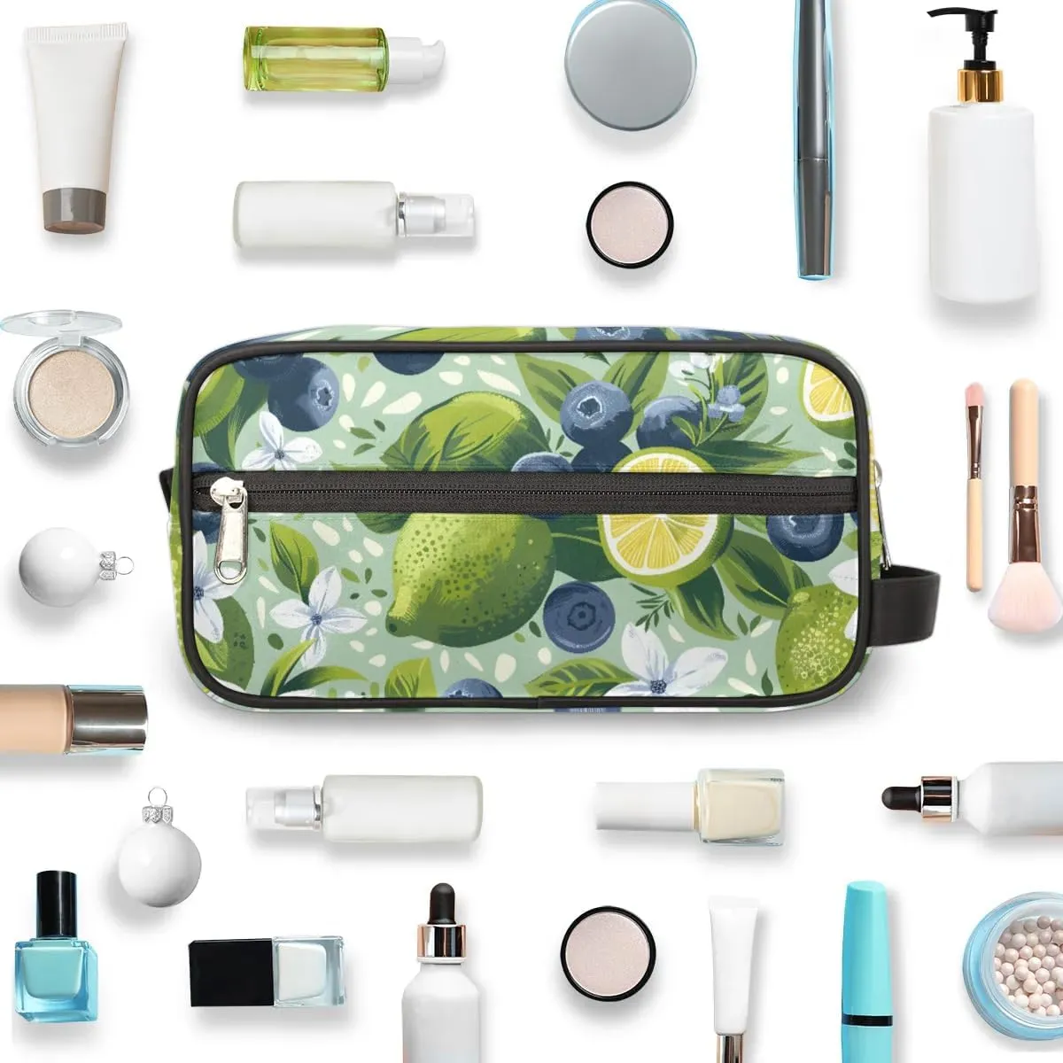 Travel Toiletry Bag for Women Men Blueberry Lemon Hanging Cosmetic Bag Waterproof Makeup Bag for Shaving Makeup Toothbrush & Travel Essentials