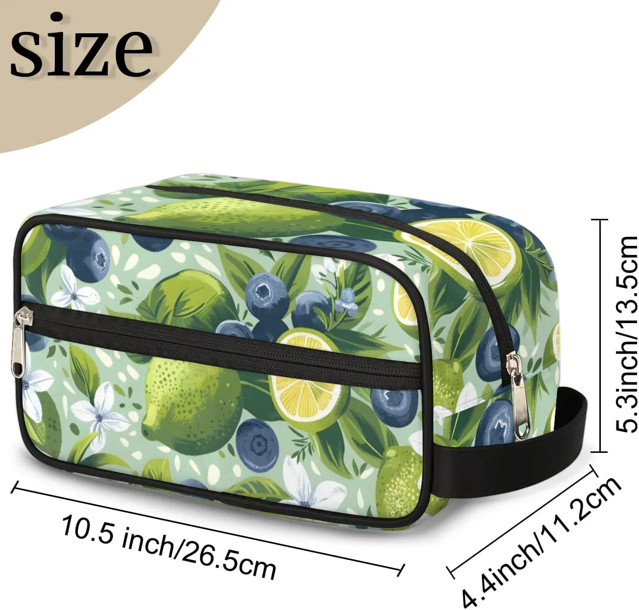 Travel Toiletry Bag for Women Men Blueberry Lemon Hanging Cosmetic Bag Waterproof Makeup Bag for Shaving Makeup Toothbrush & Travel Essentials