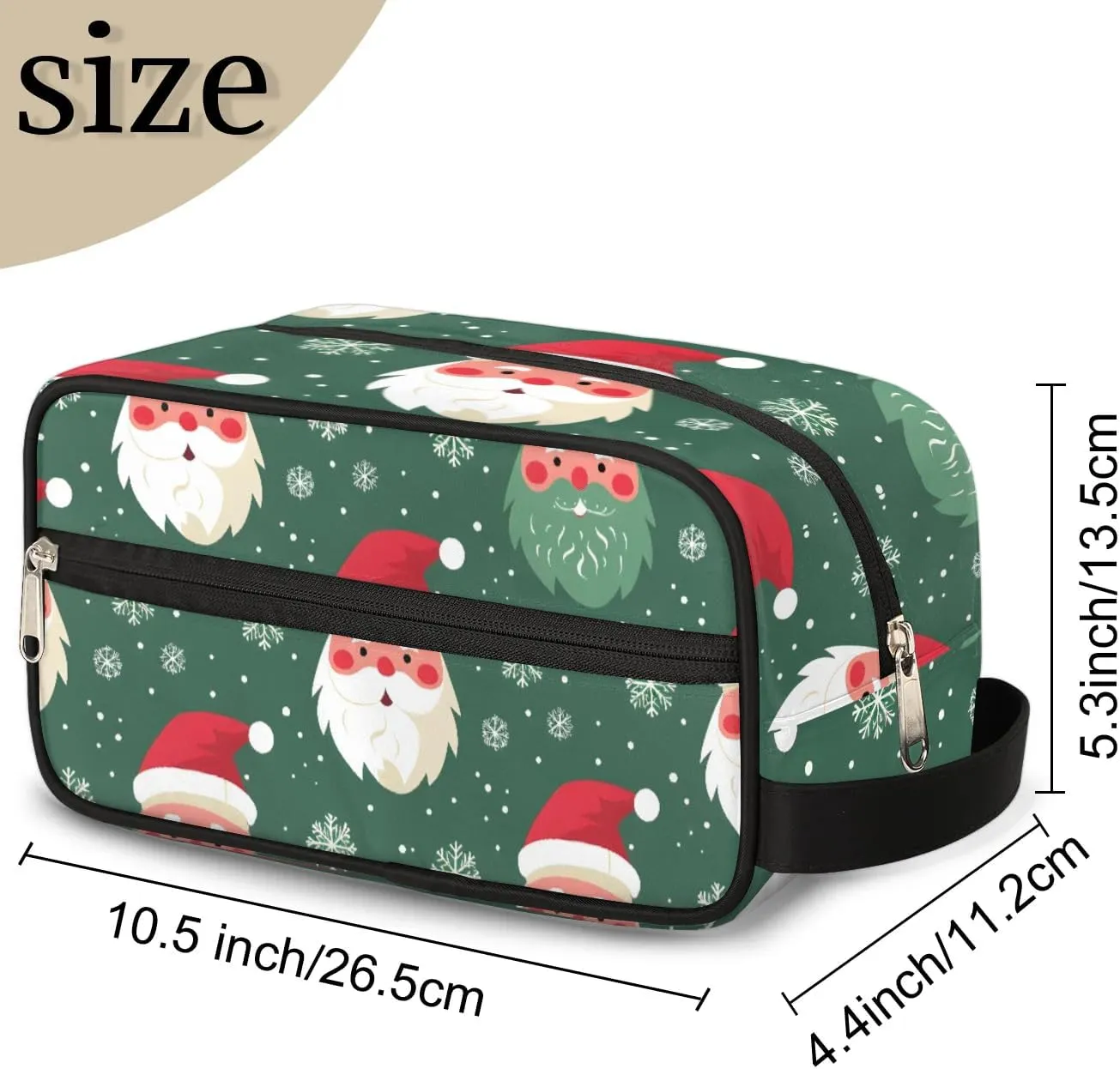 Travel Toiletry Bag for Women Men Christmas Santa Snowflakes Hanging Cosmetic Bag Waterproof Makeup Bag for Shaving Makeup Toothbrush & Travel Essentials