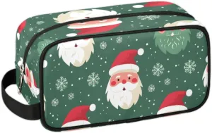 Travel Toiletry Bag for Women Men Christmas Santa Snowflakes Hanging Cosmetic Bag Waterproof Makeup Bag for Shaving Makeup Toothbrush & Travel Essentials