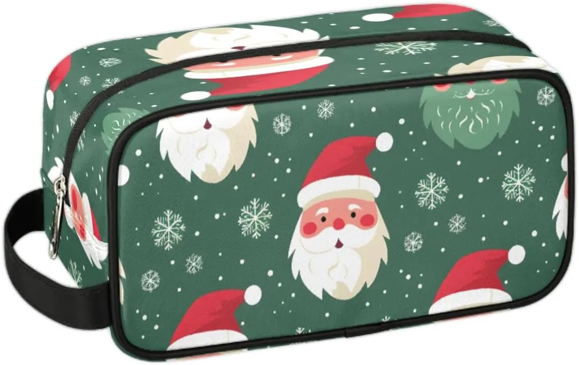 Travel Toiletry Bag for Women Men Christmas Santa Snowflakes Hanging Cosmetic Bag Waterproof Makeup Bag for Shaving Makeup Toothbrush & Travel Essentials