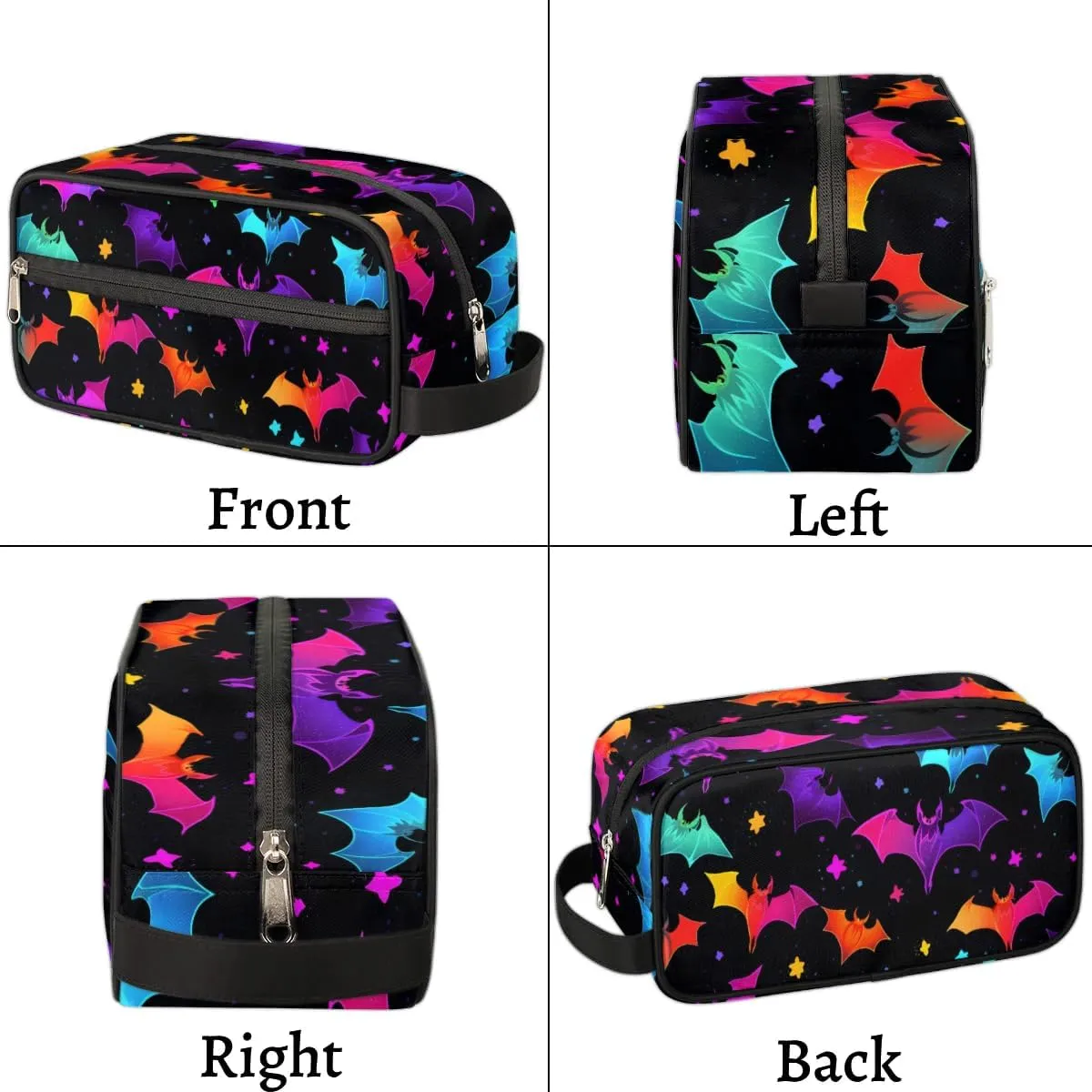 Travel Toiletry Bag for Women Men Colorful Bats Halloween Hanging Cosmetic Bag Waterproof Makeup Bag for Shaving Makeup Toothbrush & Travel Essentials