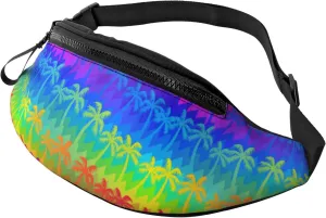 Tropical Rainbow Palm Trees Waist Bag With Adjustable Belt Bag Fanny Pack Bum Bag For Men Women Traveling Hiking Cycling Running Pattern-153