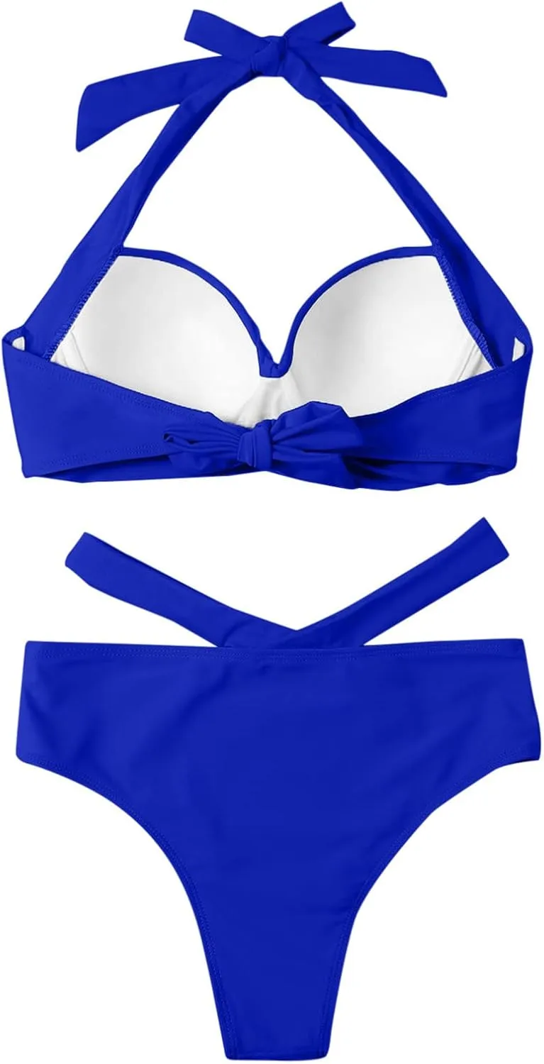UOQAPRE Women Swimsuit with Cover Up Sporlike Two Piece Wrap Sarong Monokini Bikini Swimsuits Tummy Control Tankini Set
