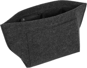 uxcell Purse Organizer Insert, Portable Felt Organizer Bags with Metal Zipper Multiple Compartments Purse Liner for Domed Satchel, Tote Bag, Handbag Shaper (8.3" x 5.1" x 6.3", Dark Grey)