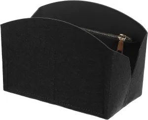 uxcell Purse Organizer Insert, Portable Felt Organizer Bags with Metal Zipper Multiple Compartments Purse Liner for Domed Satchel, Tote Bag, Handbag Shaper (8" x 4" x 5.5", Black)
