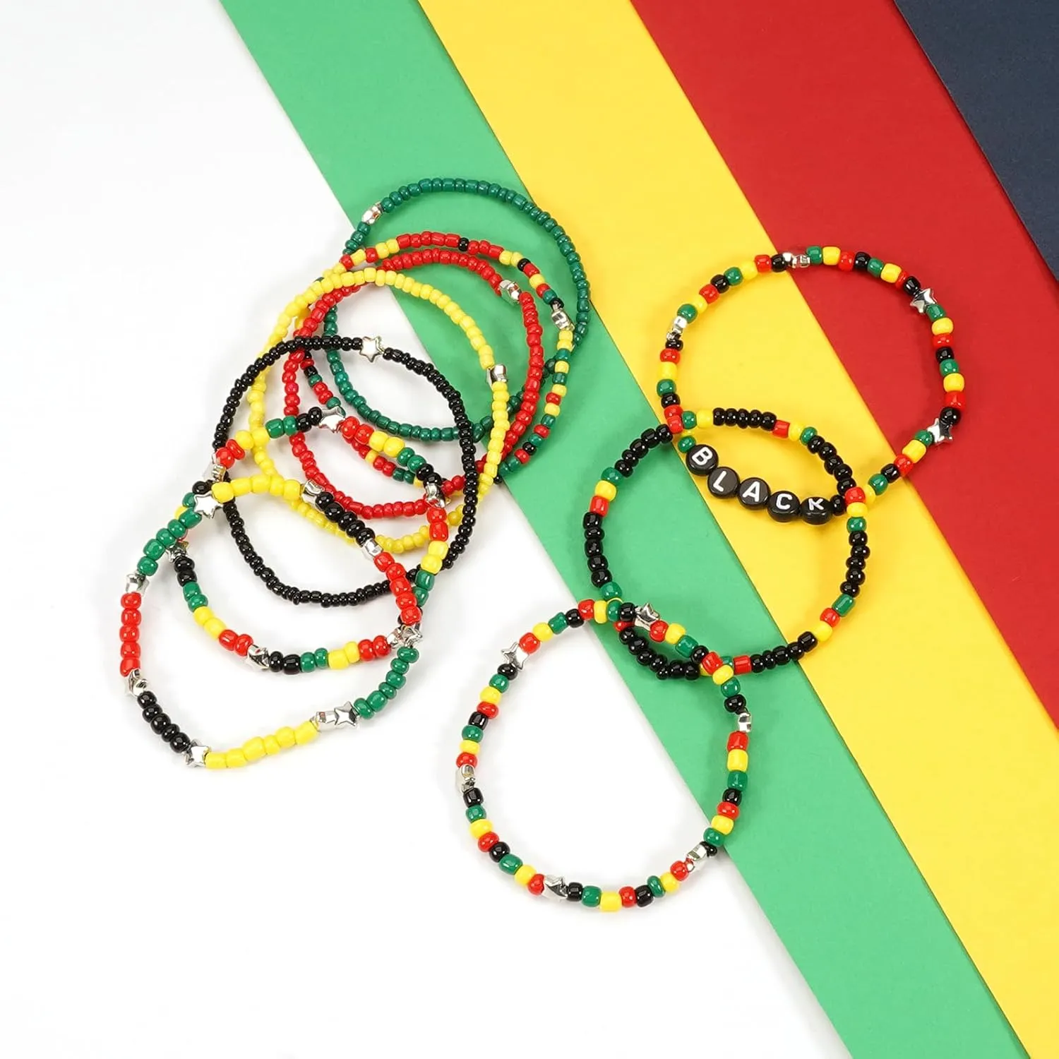 Valentine's Day Bracelets for Women St.Patricks Day Bracelets USA Flag Bracelet Rainbow Easter Mardi Gras Heishi Beaded Bracelets