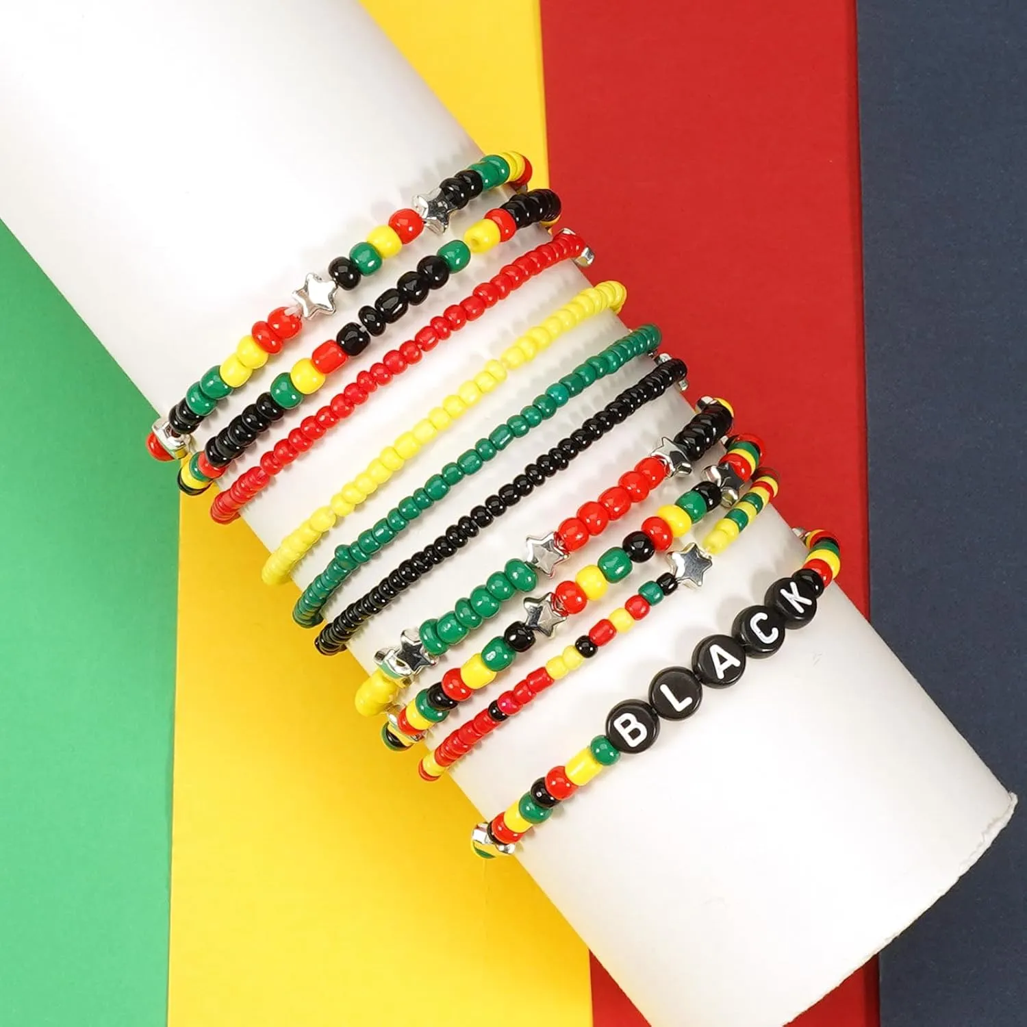 Valentine's Day Bracelets for Women St.Patricks Day Bracelets USA Flag Bracelet Rainbow Easter Mardi Gras Heishi Beaded Bracelets