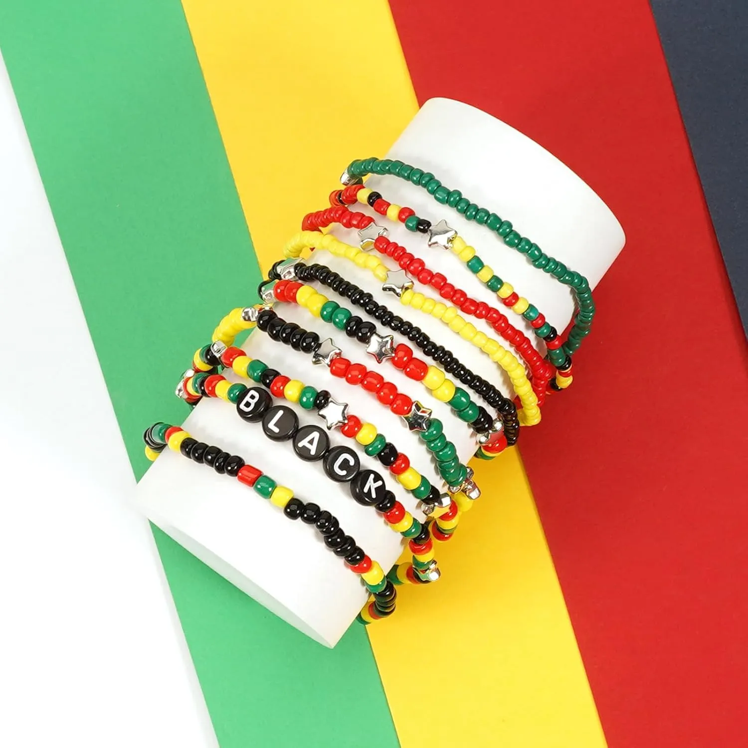 Valentine's Day Bracelets for Women St.Patricks Day Bracelets USA Flag Bracelet Rainbow Easter Mardi Gras Heishi Beaded Bracelets