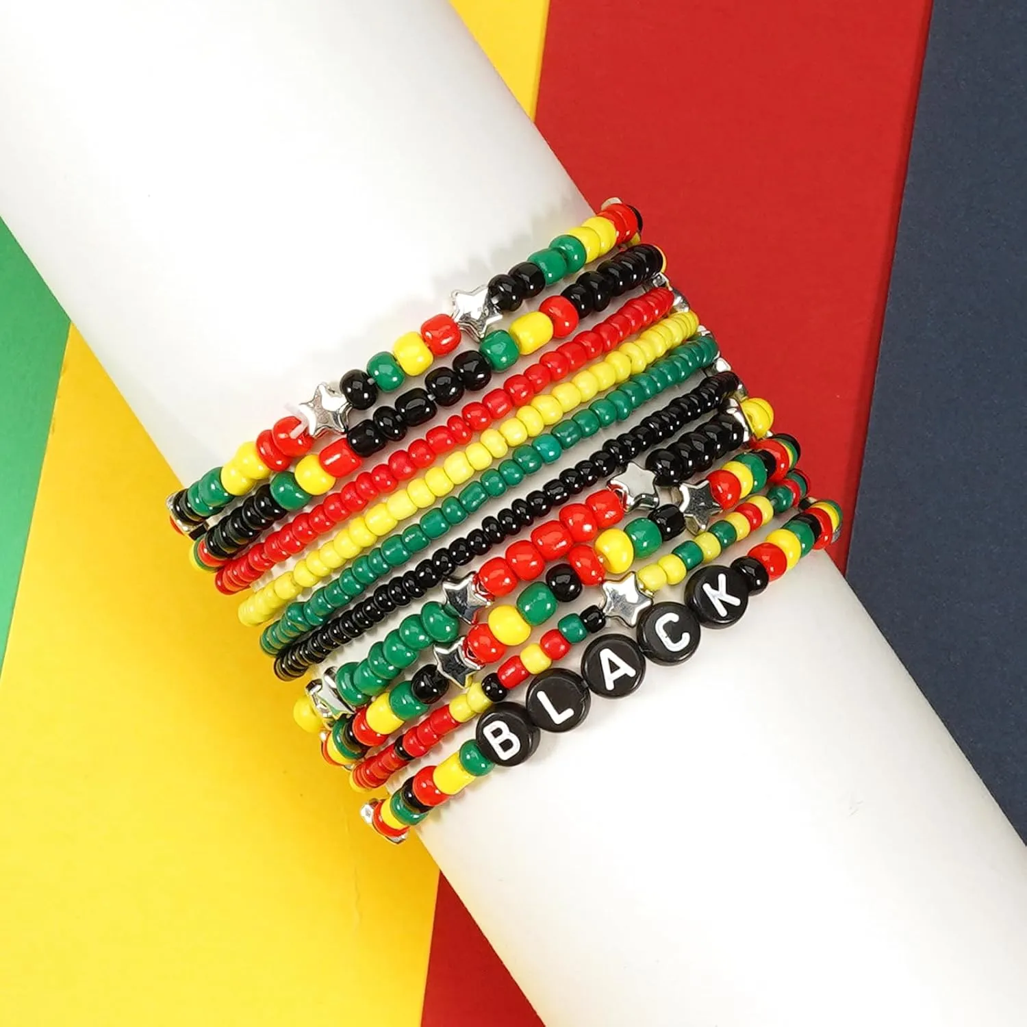 Valentine's Day Bracelets for Women St.Patricks Day Bracelets USA Flag Bracelet Rainbow Easter Mardi Gras Heishi Beaded Bracelets