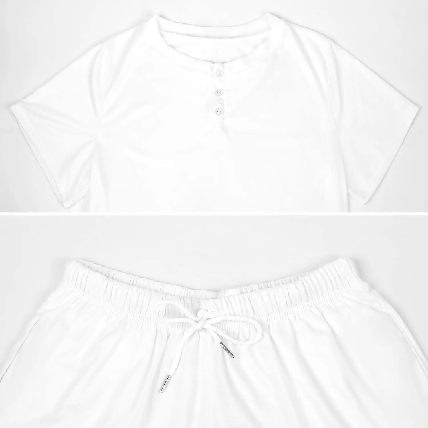 White Crane Jungle Animals Pajamas for Women Set Short Sleeve Top And Shorts Lounge Sleepwear Loungewear 2Pcs Pj Sets