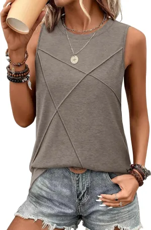 WIHOLL Summer Tank Tops for Women Loose Fit Crew Neck Casual Sleeveless Tops 2025 Trendy