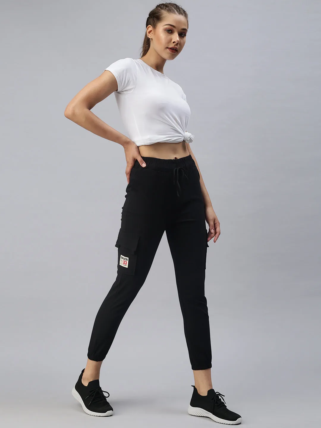 Women Black High-Rise Joggers
