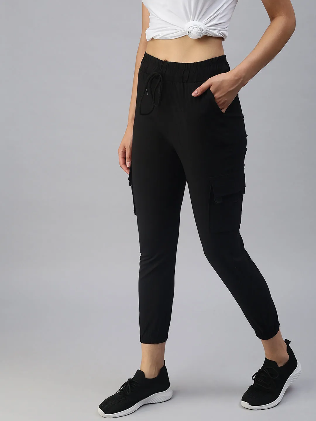Women Black High-Rise Joggers