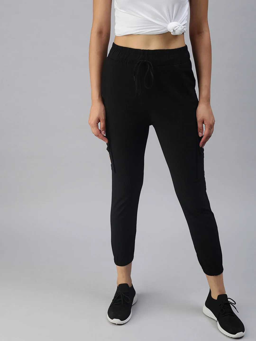 Women Black High-Rise Joggers