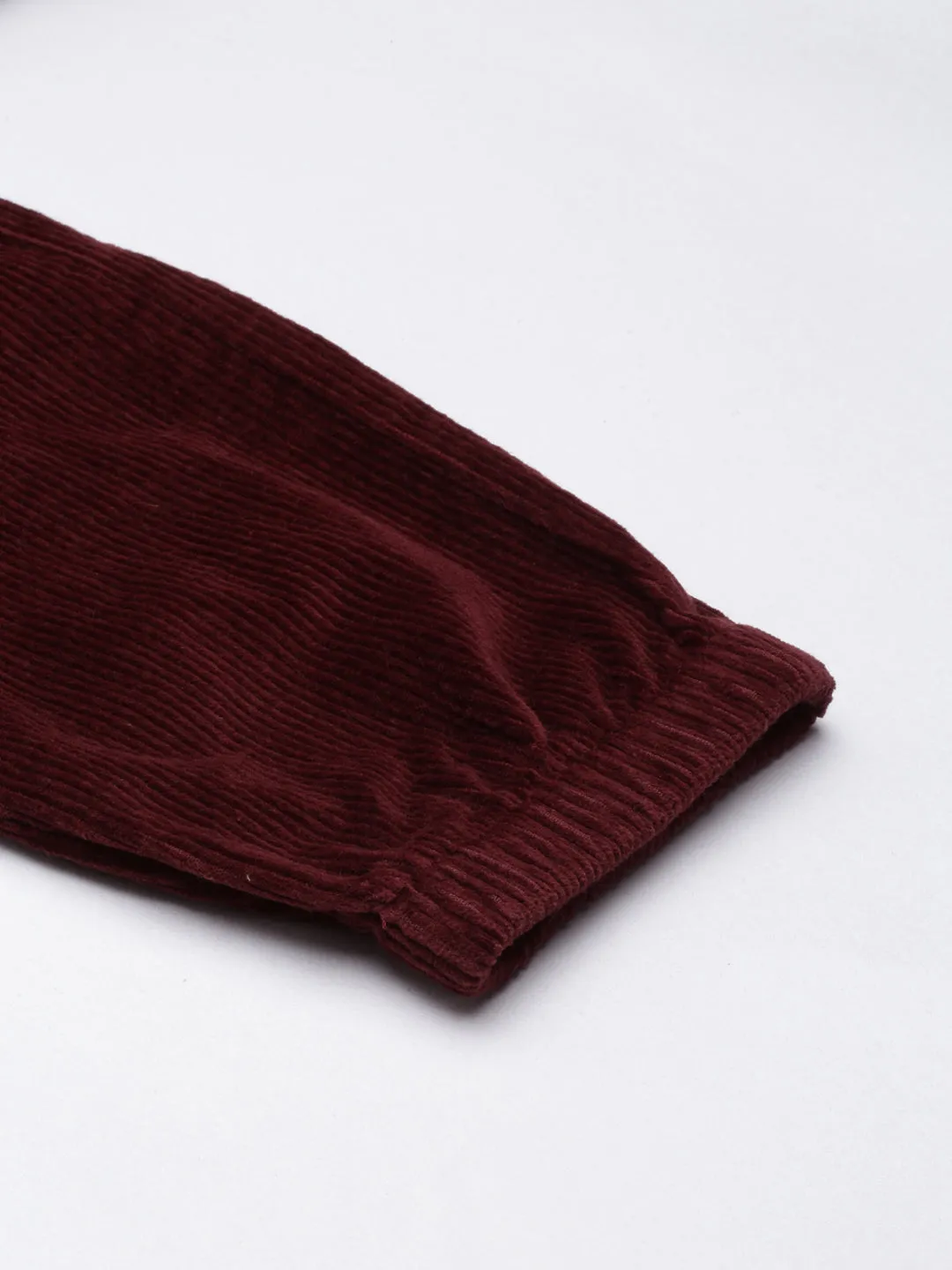 Women Burgandy Slim Fit High-Rise Joggers