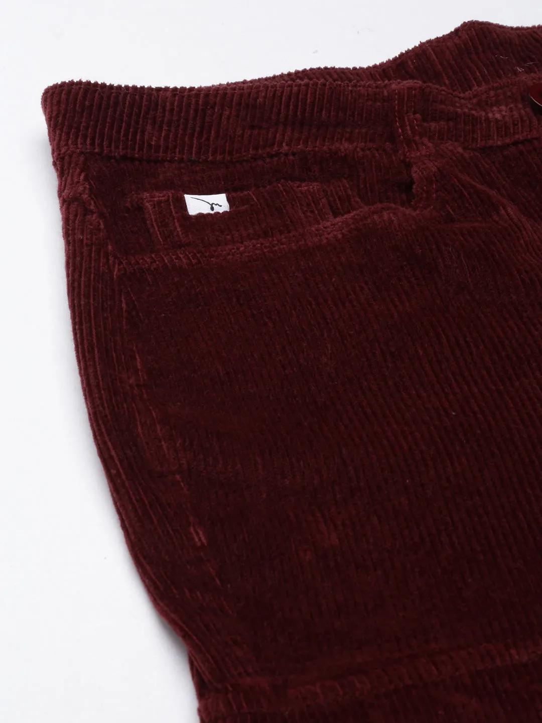 Women Burgandy Slim Fit High-Rise Joggers