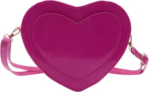 Women Cute Love Heart Shaped Handbags Girls Fashion PU Leather Crossbody Bag Shoulder Purse, One Color, One Size