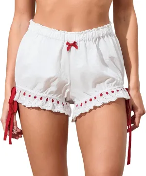 Women Gingham Bloomer Shorts Y2k Low Waist Lace Trim Boxer Shorts Ruffle Plaid Pjs Shorts Summer Lounge Shorts