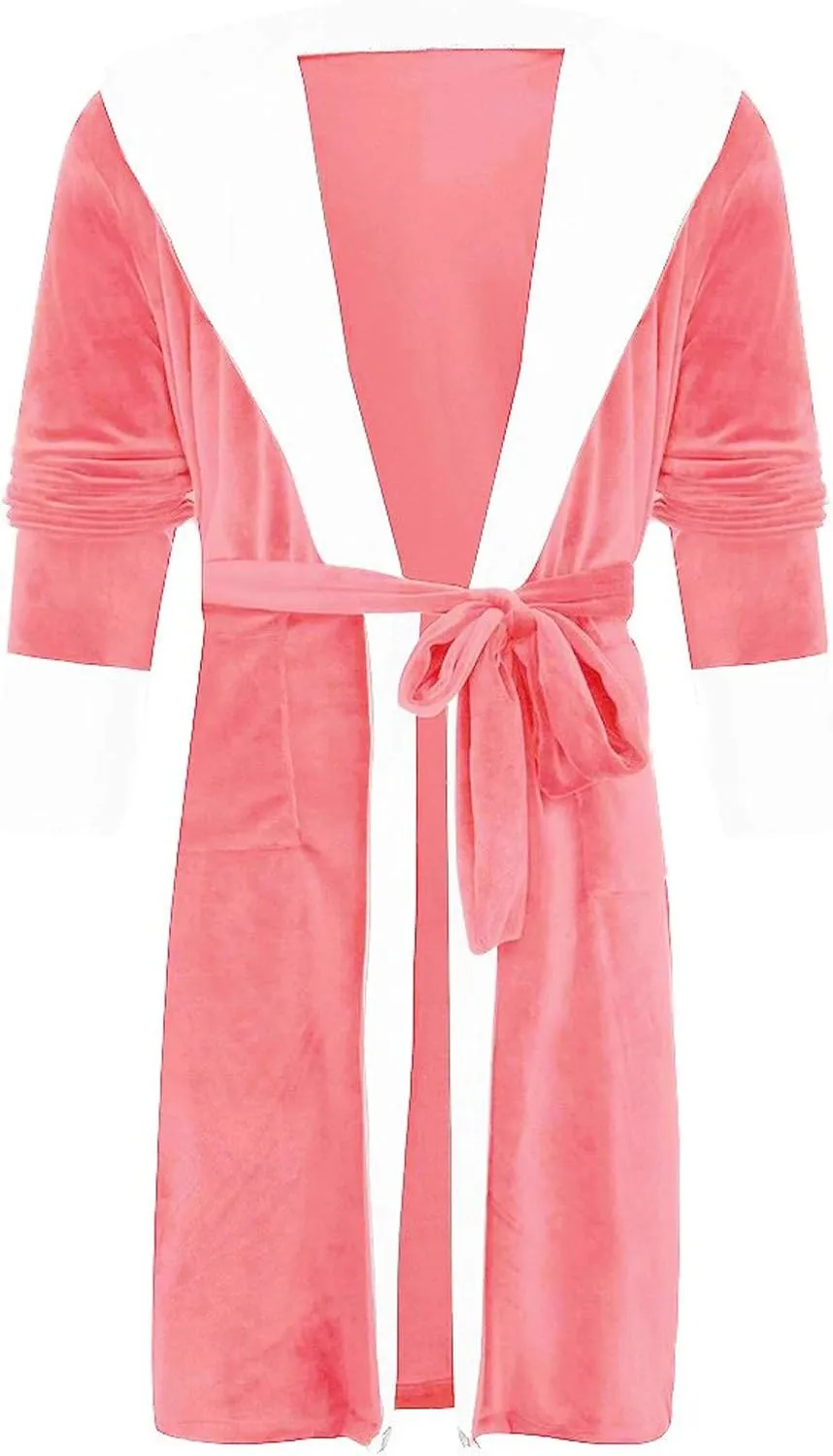 Women Hooded Bathrobe Fuzzy Fleece Robe erpa-Lined Spa Robe Dressing Gown Housecoat Full Length Robe with Belt